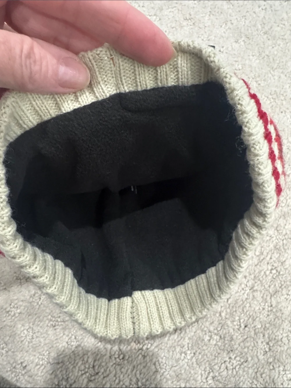 Plaid Knit Beanie for Kids - Red & Black
